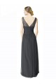 Sleeveless Pewter V-Back A-Line V-Neck Formal Dress / Bridesmaid Dress Lincoln
