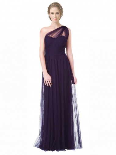 Sleeveless Plum A-Line One Shoulder Bridesmaid Dress Lincoln