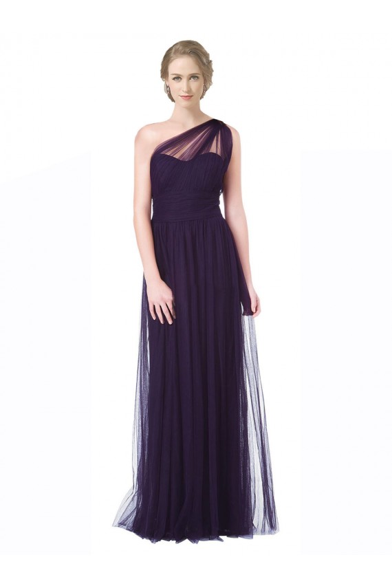 Sleeveless Plum A-Line One Shoulder Bridesmaid Dress Lincoln