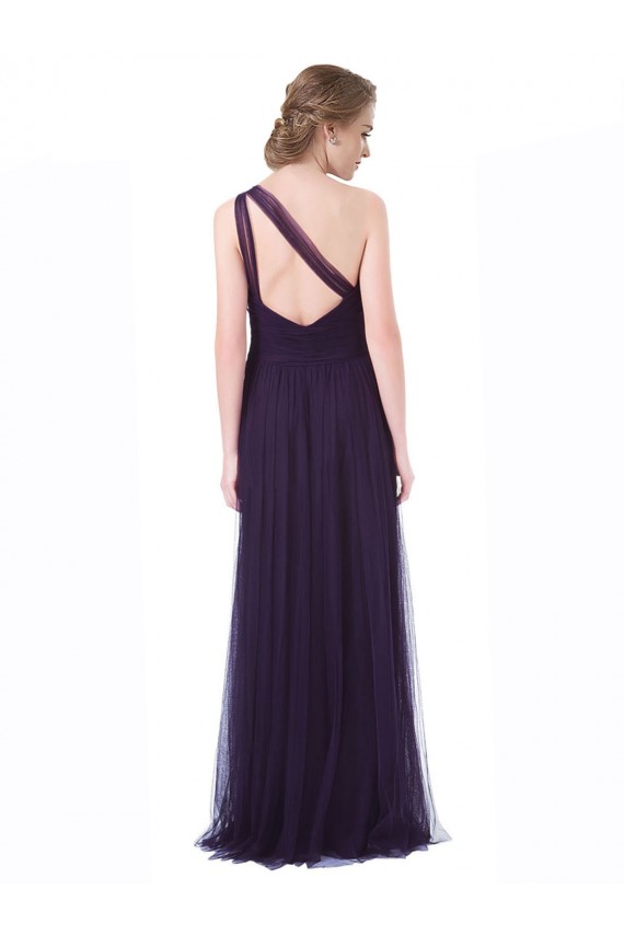 Sleeveless Plum A-Line One Shoulder Bridesmaid Dress Lincoln