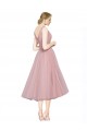 Sleeveless Pink V-Back A-Line Tulle V-Neck Bridesmaid Dress Lincoln