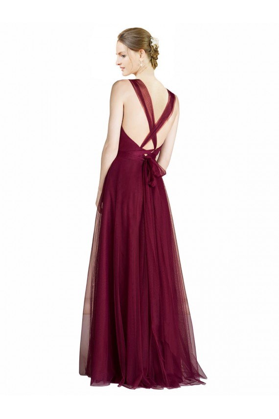 Sleeveless Criss Cross Open Back A-Line V-Neck Bridesmaid Dress Lincoln