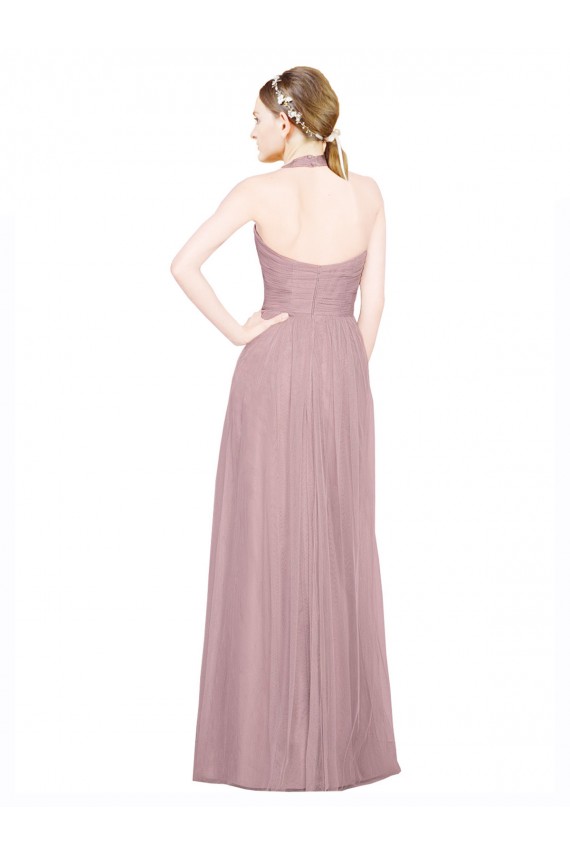 Sleeveless Low Back A-Line Halter Neck Bridesmaid Gown Lincoln