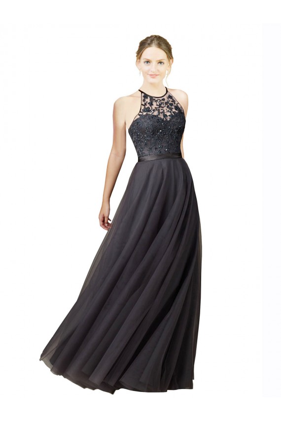 Sleeveless Slate Grey Criss Cross Back A-Line Sweetheart Bridesmaid Dress Lincoln