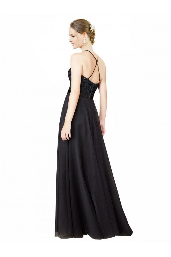 Sleeveless Slate Grey Criss Cross Back A-Line Sweetheart Bridesmaid Dress Lincoln