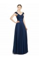 Sleeveless Dark Navy Open Back A-Line V-Neck Bridesmaid Dress Lincoln