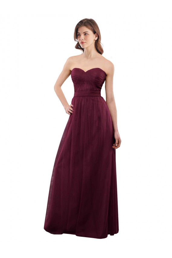 Sleeveless Burgundy Low Back A-Line Sweetheart Bridesmaid Dress Lincoln