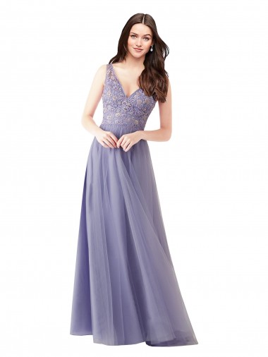 Sleeveless V-Back A-Line Tulle & Lace Sweetheart Formal Dress / Bridesmaid Dress Lincoln