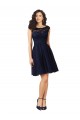 Sleeveless Dark Navy V-Back A-Line Bateau Neck Bridesmaid Dress Lincoln