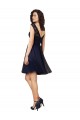 Sleeveless Dark Navy V-Back A-Line Bateau Neck Bridesmaid Dress Lincoln