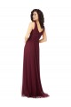 Sleeveless Burgundy Gold A-Line V-Neck Bridesmaid Dress Lincoln