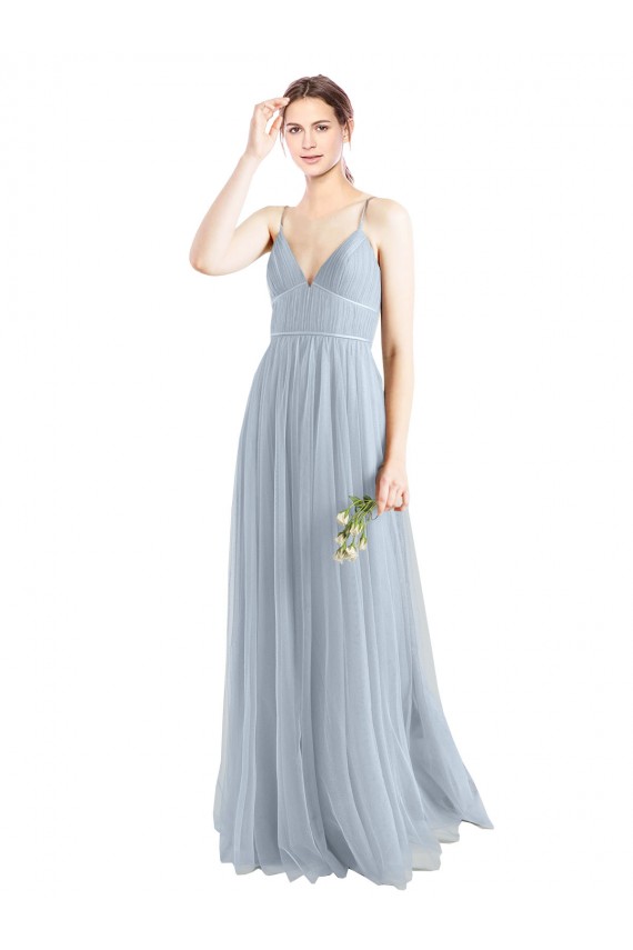 Sleeveless Light Sky Blue Open Back A-Line Spaghetti Straps Evening Dress / Bridesmaid Dress Lincoln