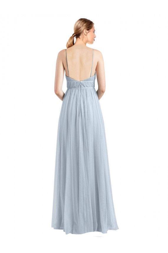 Sleeveless Light Sky Blue Open Back A-Line Spaghetti Straps Evening Dress / Bridesmaid Dress Lincoln