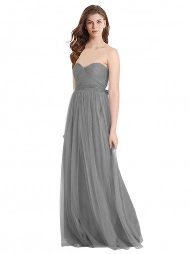 Sleeveless Slate Grey A-Line Sweetheart Bridesmaid Gown Lincoln