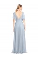 Flutter Sleeves Light Sky Blue V-Back A-Line Spaghetti Straps Bridesmaid Dress / Evening Dress Lincoln