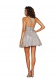 Sleeveless Silver Criss Cross Open Back A-Line Halter Neck Bridesmaid Dress Lincoln