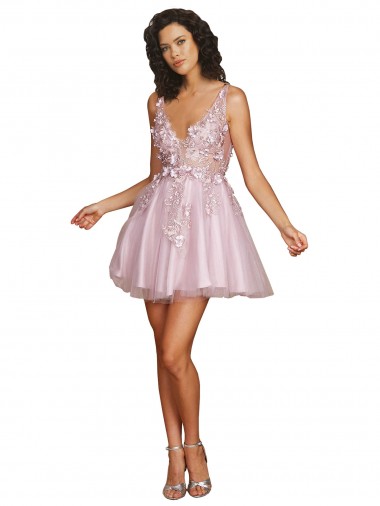 Sleeveless V-Back A-Line Tulle V-Neck Bridesmaid Dress Lincoln