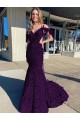 Sleeveless Plum Purple Sheath Spaghetti Straps Prom Dress / Evening Dress Lincoln