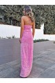Sleeveless Shown Color Sheath Halter Neck Prom Dress Lincoln