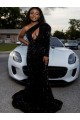 Long Sleeves Black Sheath One Shoulder Prom Dress Lincoln