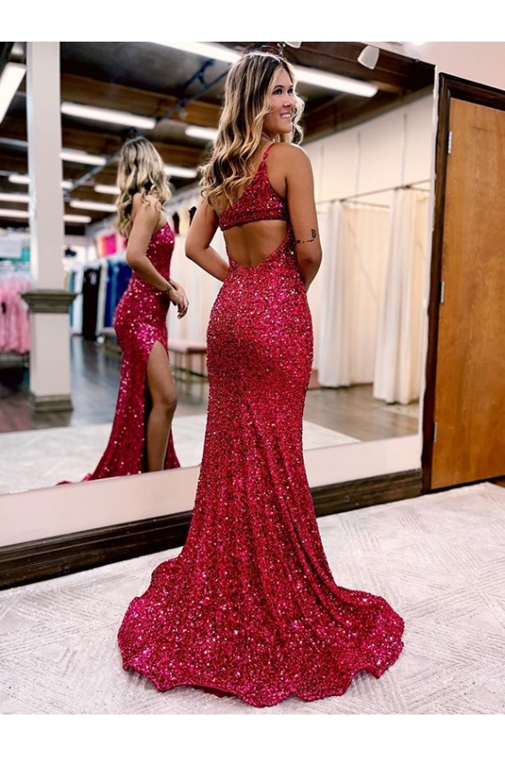 Sleeveless Burgundy Mermaid One Shoulder Evening Dress Lincoln