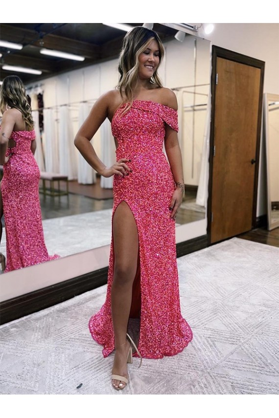 Sleeveless Fuchsia Sheath One Shoulder Evening Gown Lincoln