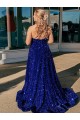 Sleeveless Royal Blue A-Line One Shoulder Prom Dress / Evening Gown Lincoln