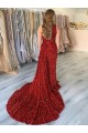 Sleeveless Burgundy Sheath Velvet Sequin One Shoulder Prom Dress Lincoln