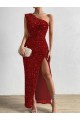 Sleeveless Red Sheath One Shoulder Prom Dress / Evening Dress Lincoln