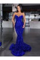 Sleeveless Royal Blue Mermaid Spaghetti Straps Evening Gown / Prom Dress Lincoln