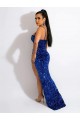 Sleeveless Royal Blue Sheath Spaghetti Straps Evening Dress Lincoln