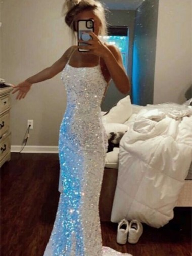 Sleeveless Shown Color Sheath Spaghetti Straps Evening Dress Lincoln