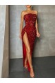 Sleeveless Burgundy Sheath Strapless Prom Dress / Evening Dress Lincoln