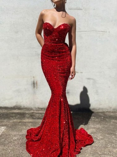 Sleeveless Burgundy Mermaid Sweetheart Prom Dress / Evening Gown Lincoln
