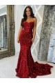 Sleeveless Burgundy Sheath Sweetheart Evening Dress Lincoln
