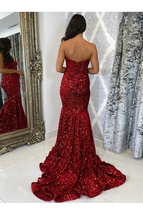 Sleeveless Burgundy Sheath Sweetheart Evening Dress Lincoln