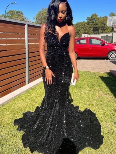Sleeveless Black Mermaid Sweetheart Prom Dress Lincoln