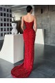 Sleeveless Red Sheath V-Neck Evening Gown / Prom Dress Lincoln