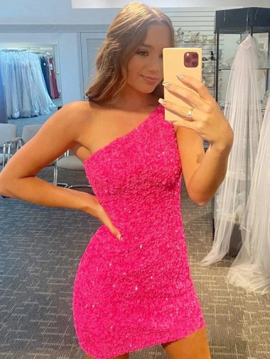 Sleeveless Shown Color Sheath One Shoulder Evening Gown Lincoln