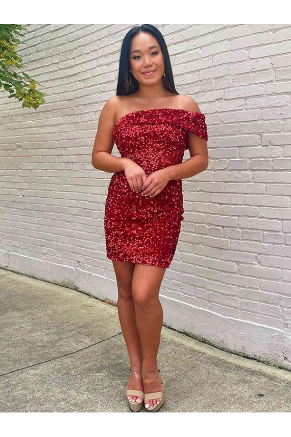 Sleeveless Burgundy Sheath One Shoulder Prom Dress Lincoln