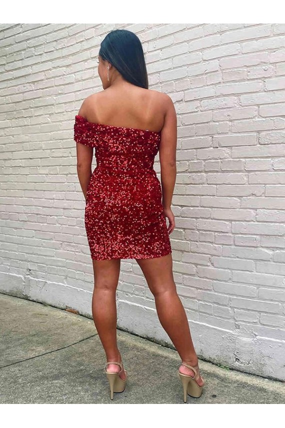 Sleeveless Burgundy Sheath One Shoulder Prom Dress Lincoln