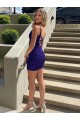 Sleeveless Royal Blue Sheath V-Neck Prom Dress Lincoln