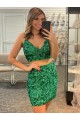 Sleeveless Shamrock Green Sheath V-Neck Formal Dress Lincoln