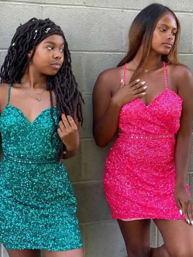 Sleeveless Dark Green Sheath V-Neck Prom Dress Lincoln
