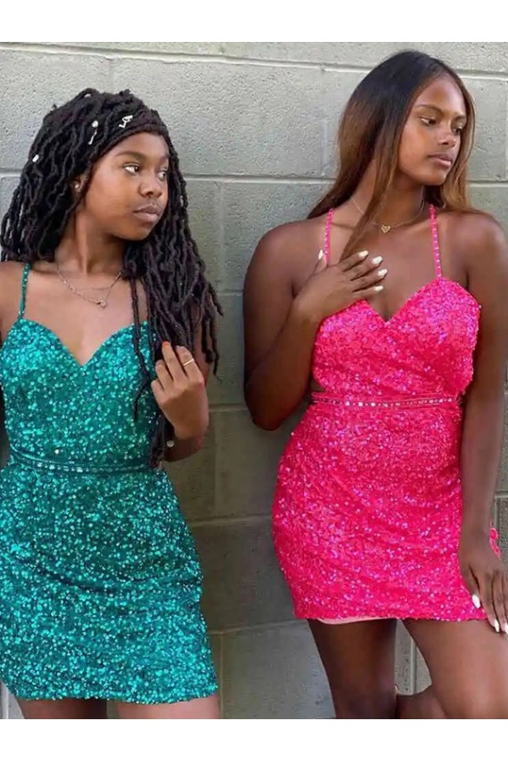 Sleeveless Dark Green Sheath V-Neck Prom Dress Lincoln