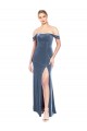 Sleeveless Dusty Blue A-Line Off the Shoulder Prom Dress / Bridesmaid Dress Lincoln