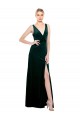 Sleeveless Dark Green V-Back A-Line V-Neck Black Tie Evening Dress / Prom Dress / Bridesmaid Dress Lincoln