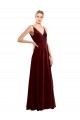 Sleeveless Burgundy V-Back A-Line V-Neck Bridesmaid Dress / Evening Dress Lincoln