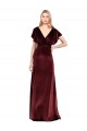 Flutter Sleeves Burgundy Open Back A-Line V-Neck Prom Dress / Bridesmaid Dress Lincoln