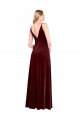 Sleeveless Burgundy V-Back A-Line V-Neck Black Tie Prom Dress / Bridesmaid Dress Lincoln